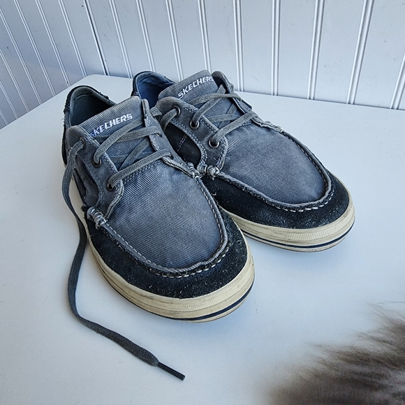 Skechers Mens Relaxed Fit Laced Blue memory foam Casual Shoe Sz 9 - Picture 4 of 11